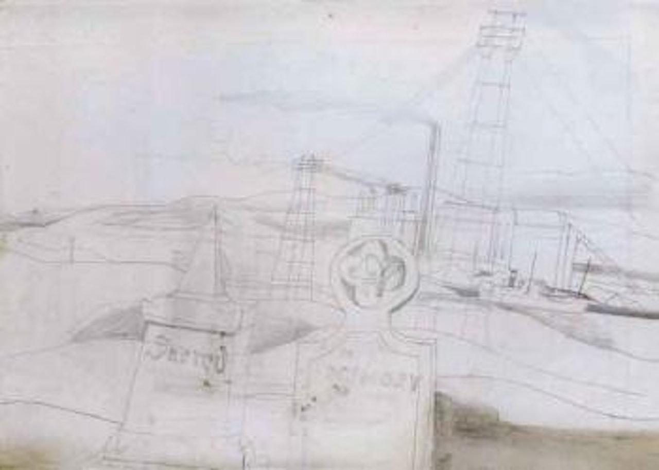 Two gravestones, Hayle estuary by Ben Nicholson, O.M.