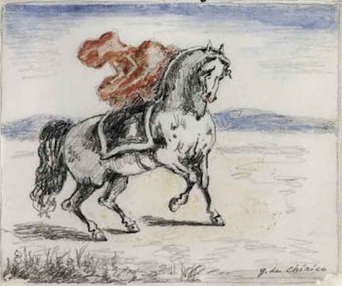 Horse with red blanket by Giorgio de Chirico