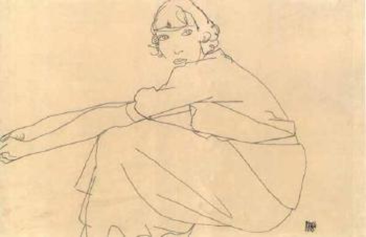 Seated figure by Egon Schiele