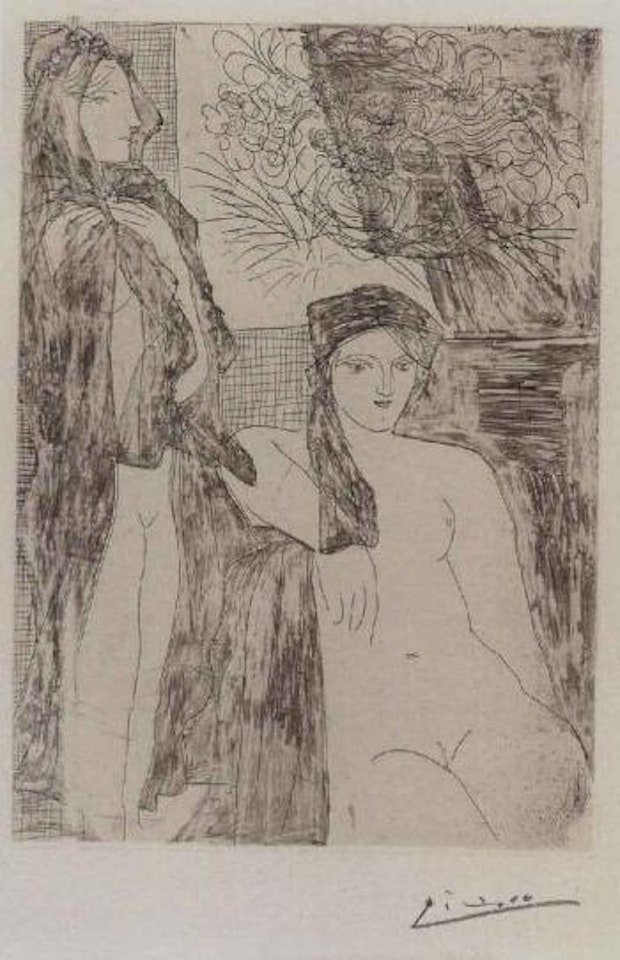 Rembrandt et deux femmes by Pablo Picasso