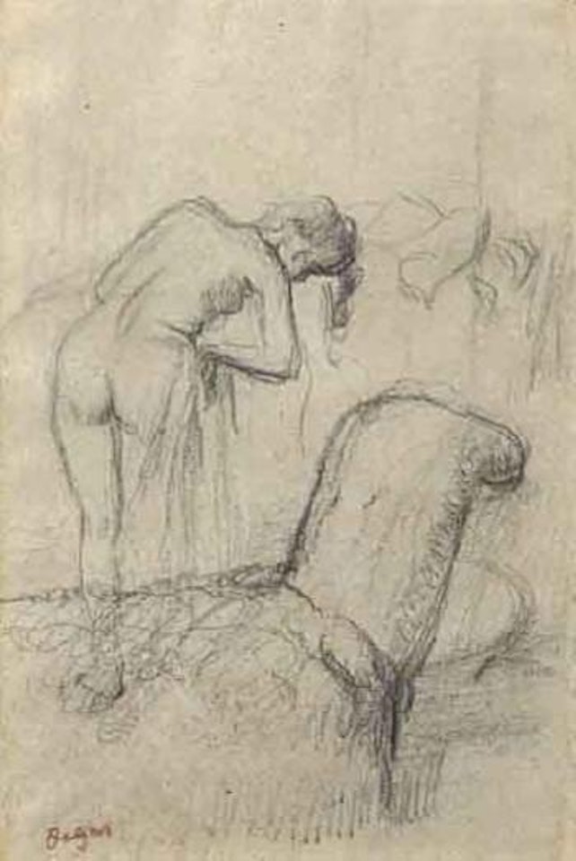 Jeune femme s'essuyant dans un interieur by Edgar Degas