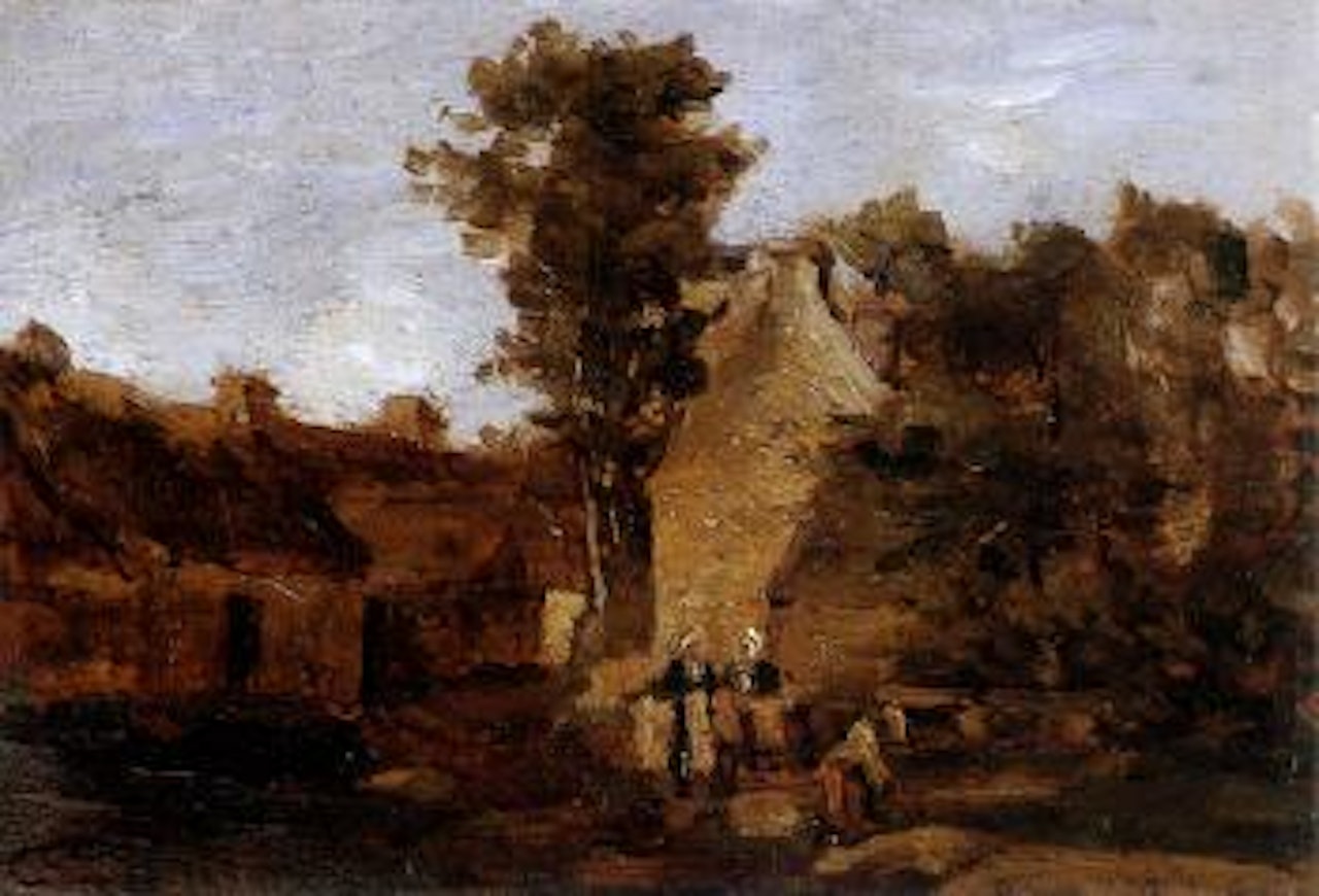 Conversation a l'entree du village by Paul Désiré Trouillebert