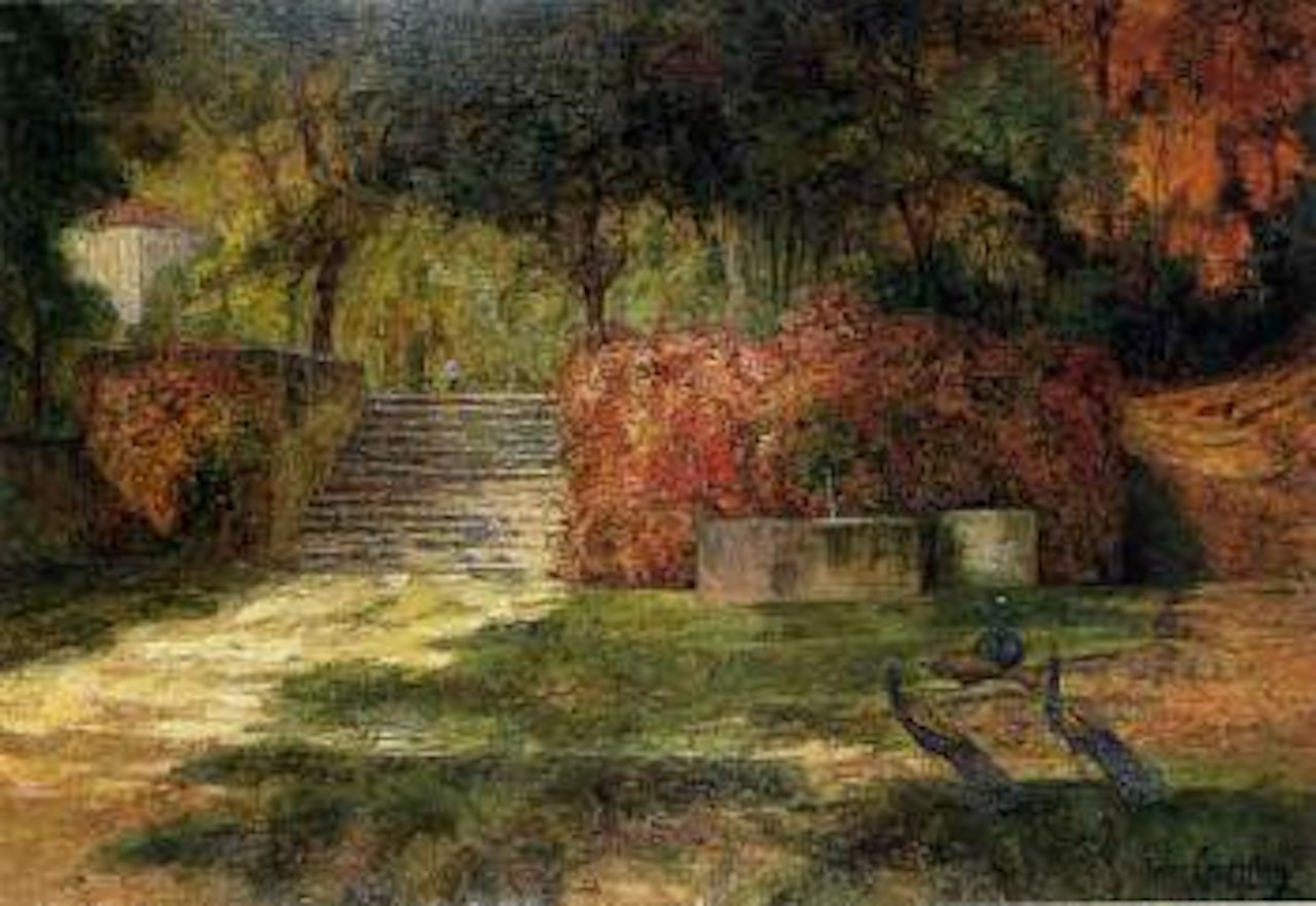 Parc fleuri et anime by Victor Charreton