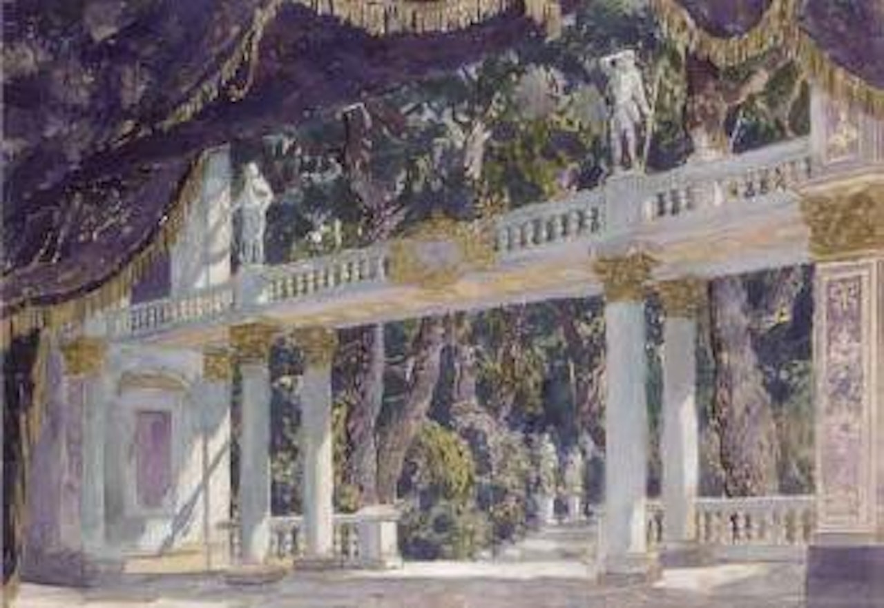 Set design for Eugene Onegin by Mstislav Valerianovich Dobuzhinsky