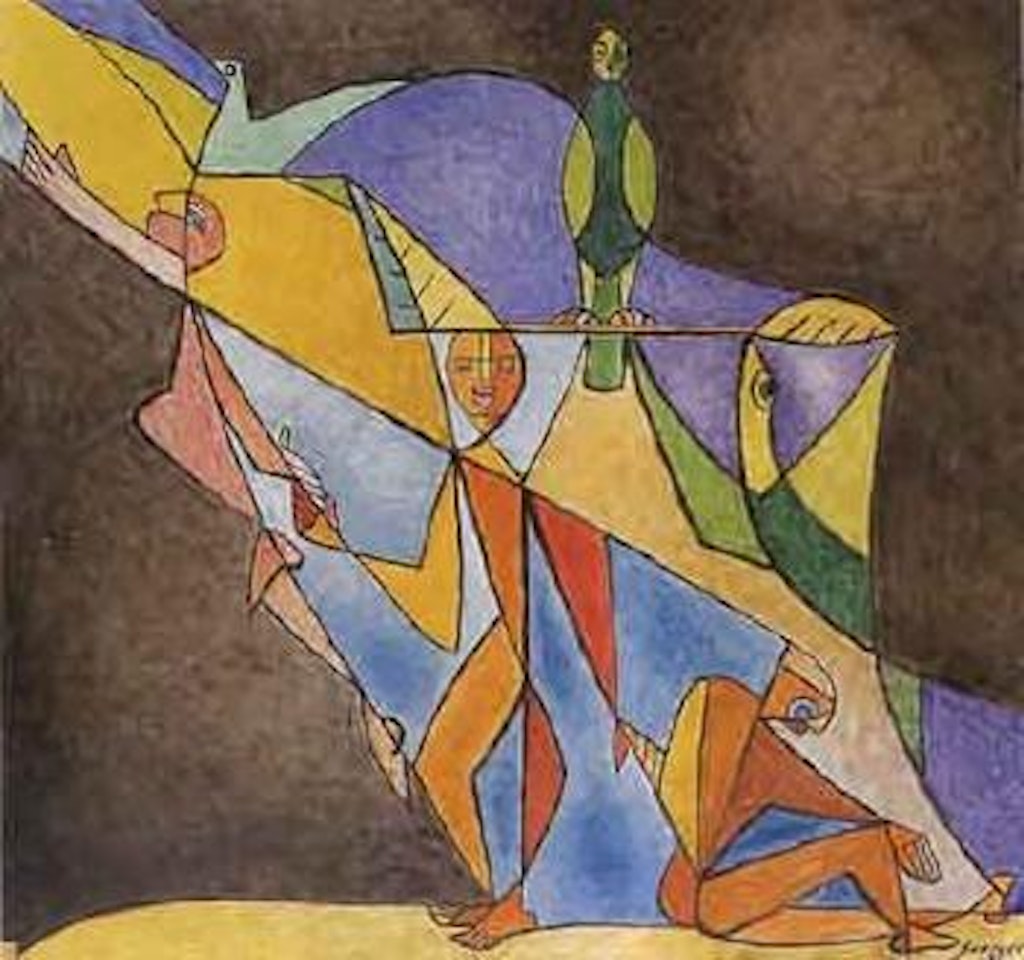 Personnages et oiseaux by Leopold Survage