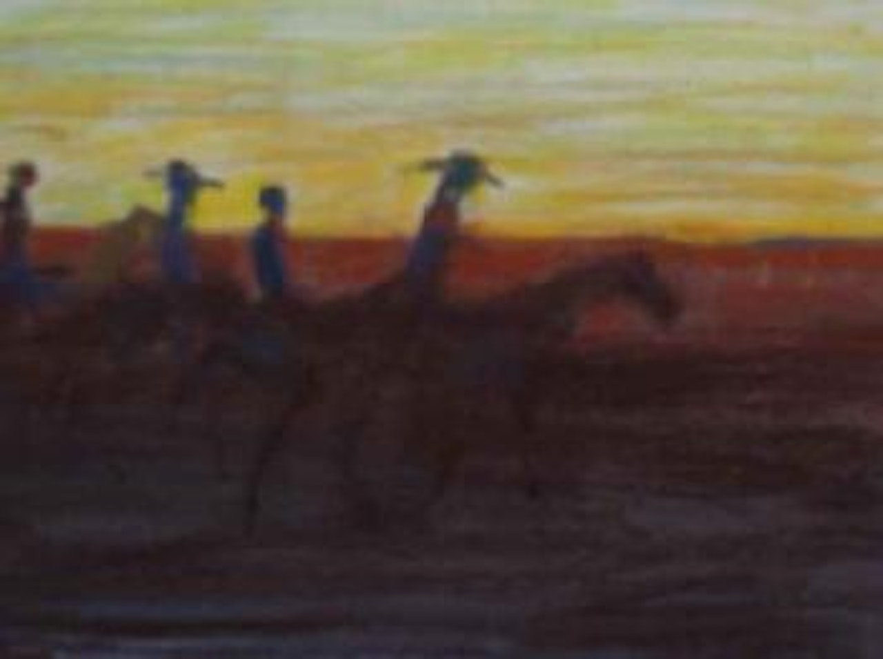 Aboriginal stockman Dawn by John Olsen