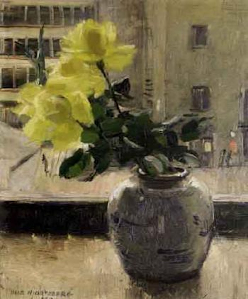 Still life of yellow roses by Olle Hjortzberg