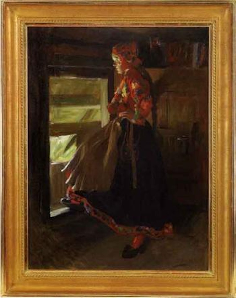 Country girl at the entrance to the loft by Anders Zorn