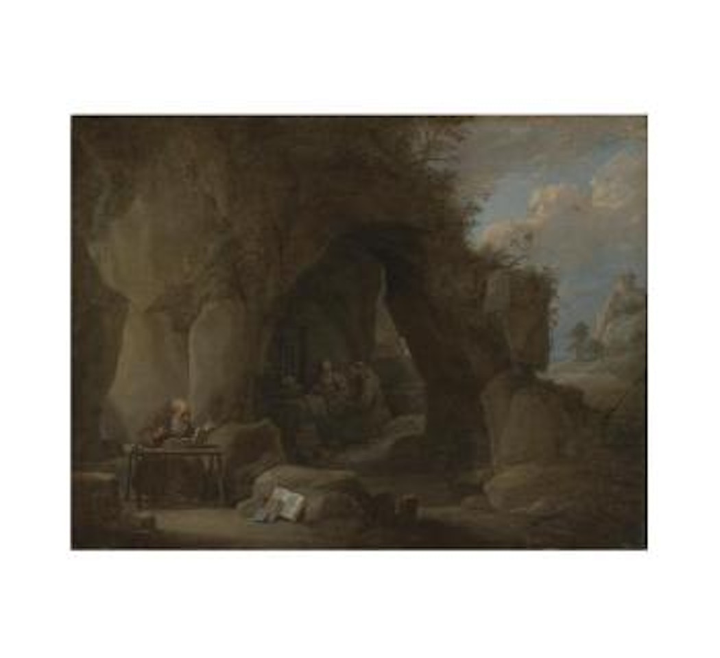 Hermits writing in a rocky landscape by David Teniers II
