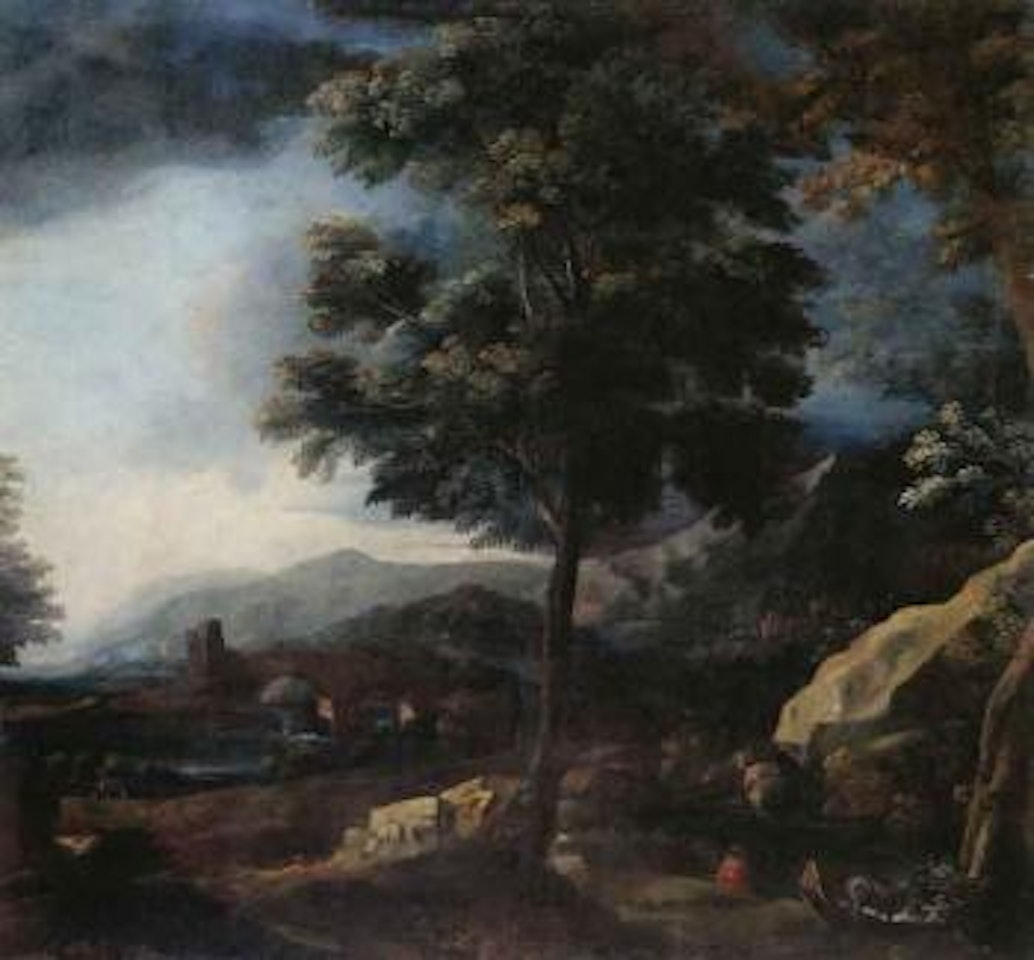 Landscapes with figures by Roman School