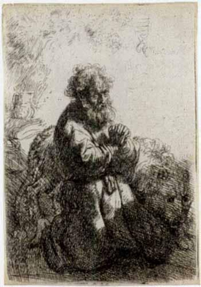 Saint Jerome praying by Attributed to Rembrandt Harmensz van Rijn