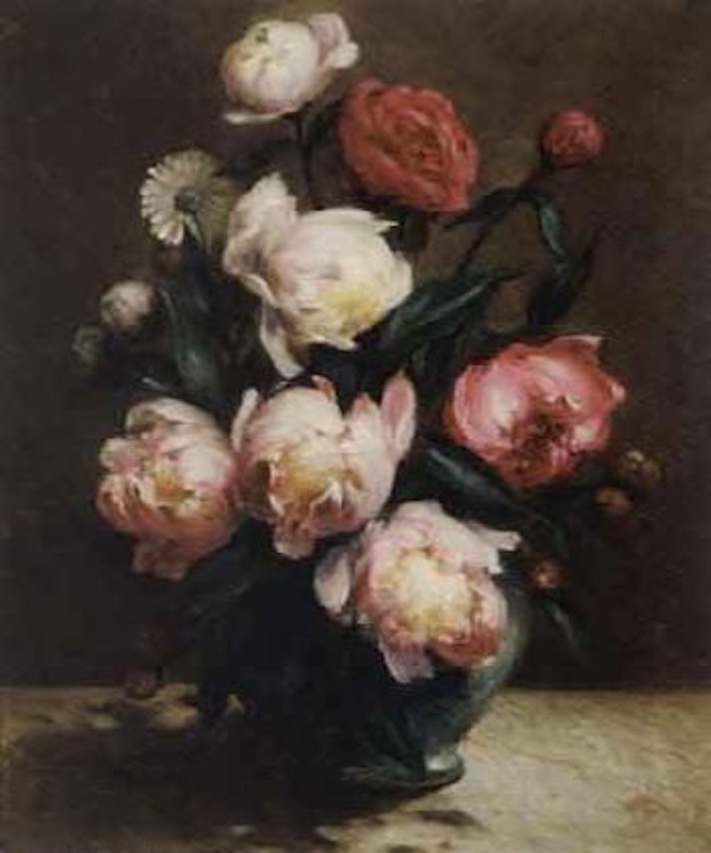 Flower still life with peonies by Frans de Beul
