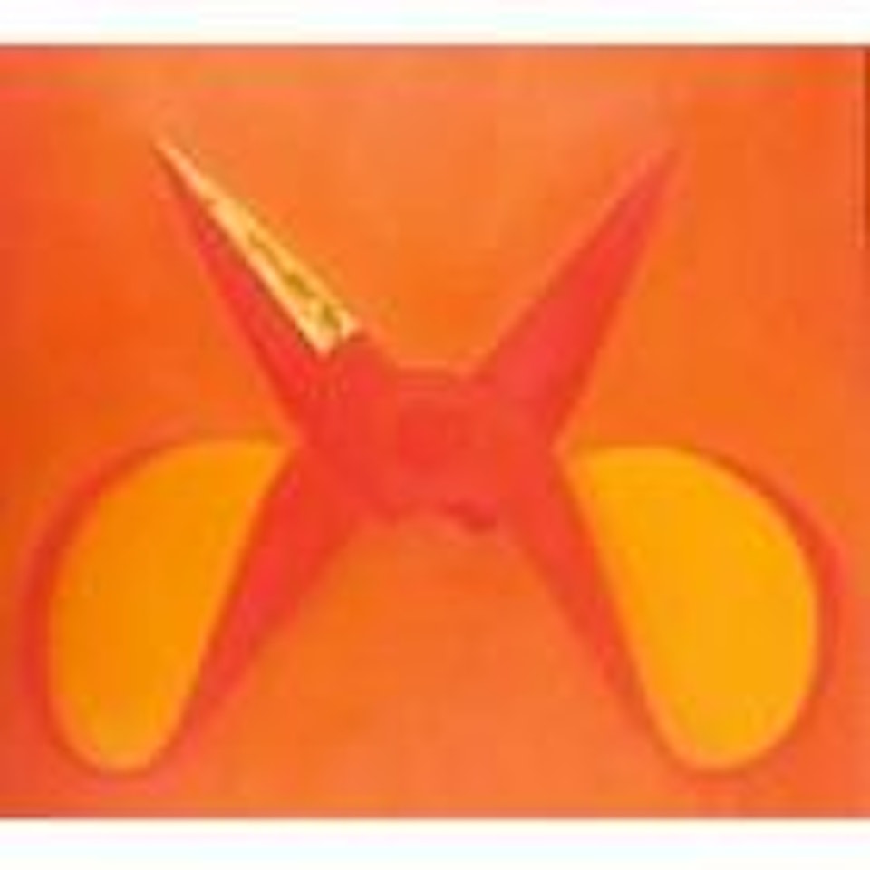 Opened red scissors by Mao Xuhui