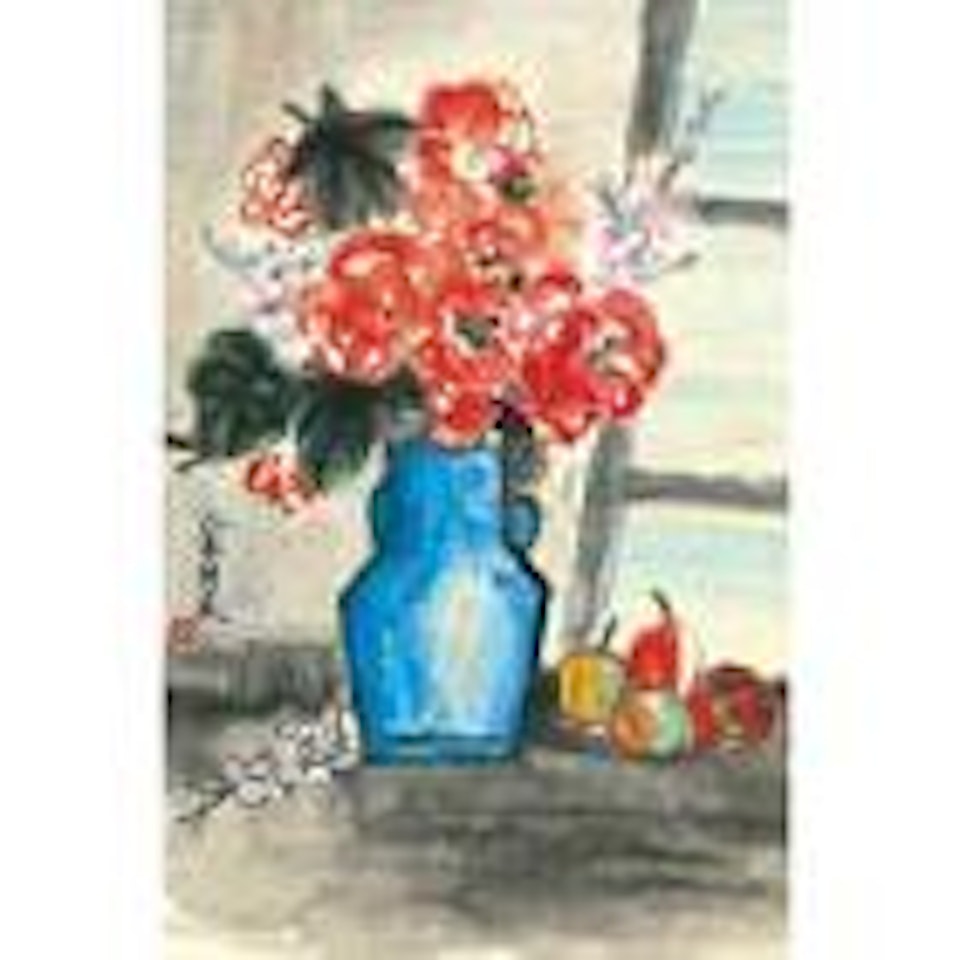 Vase of flowers by Guan Liang