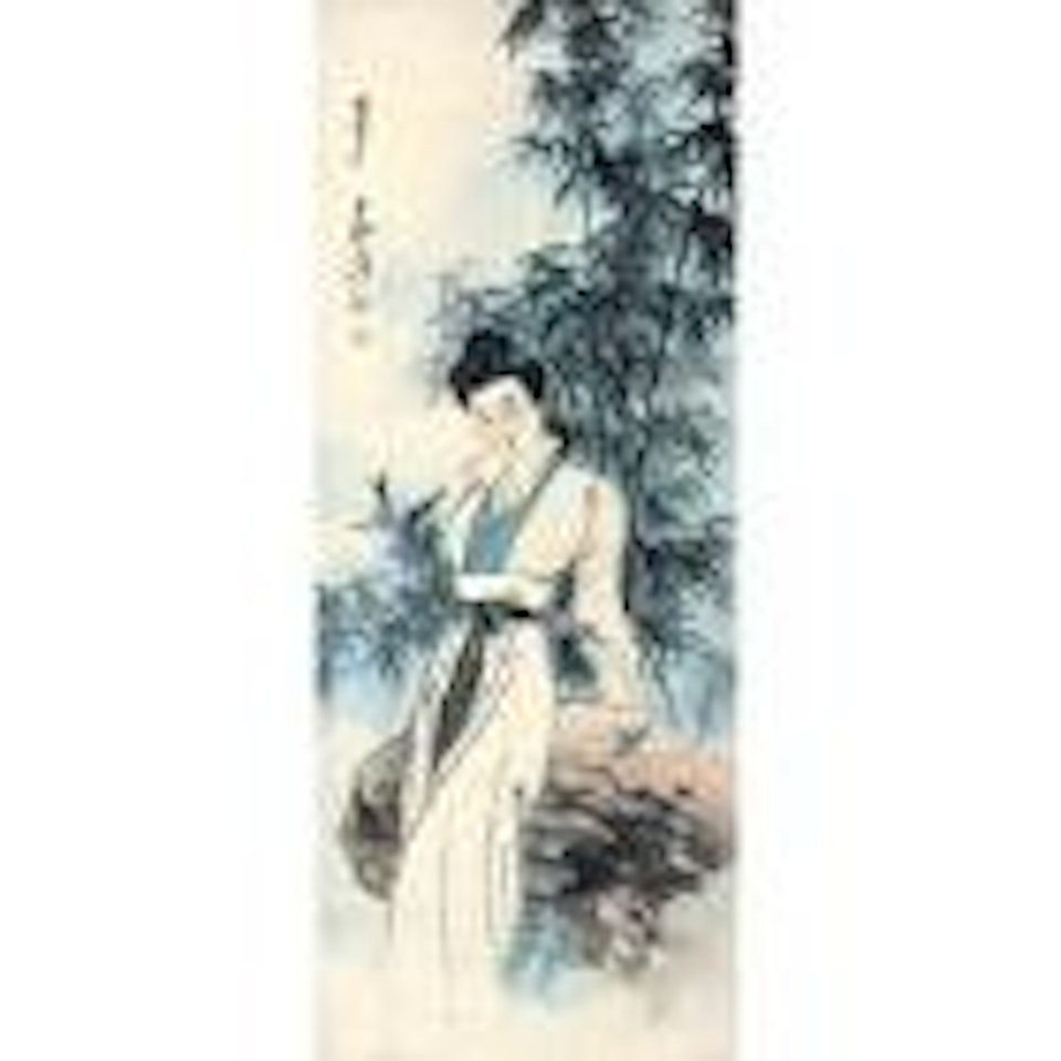Lady and bamboo by Zhang Daqian