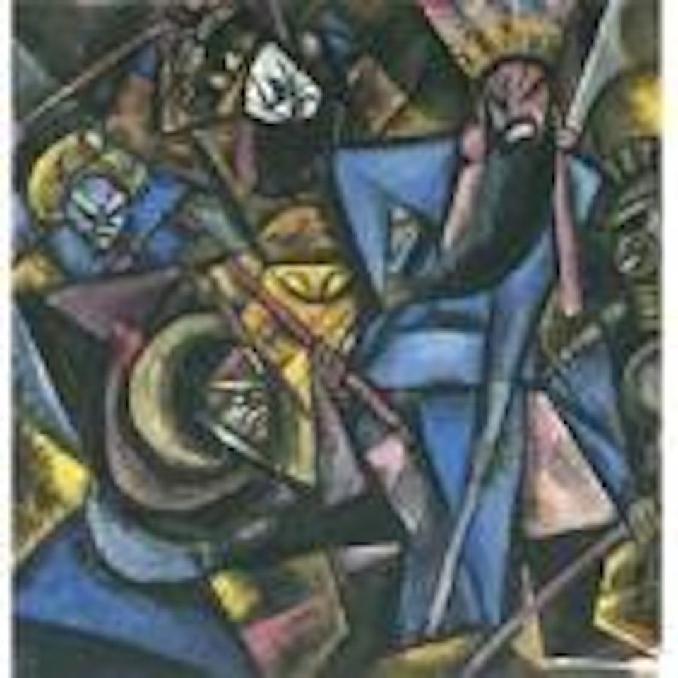 Cubist Beijing opera figure by Lin Fengmian