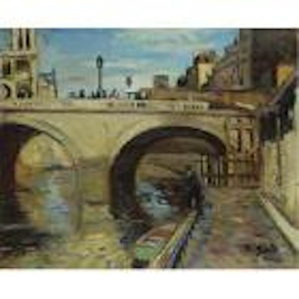 Le pecheur a la ligne sous le pont Saint Michel, Paris by François Gall