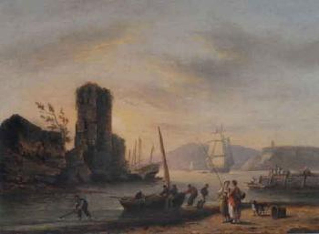Coastal scene, though to be Teignmouth, Devon by Thomas Luny