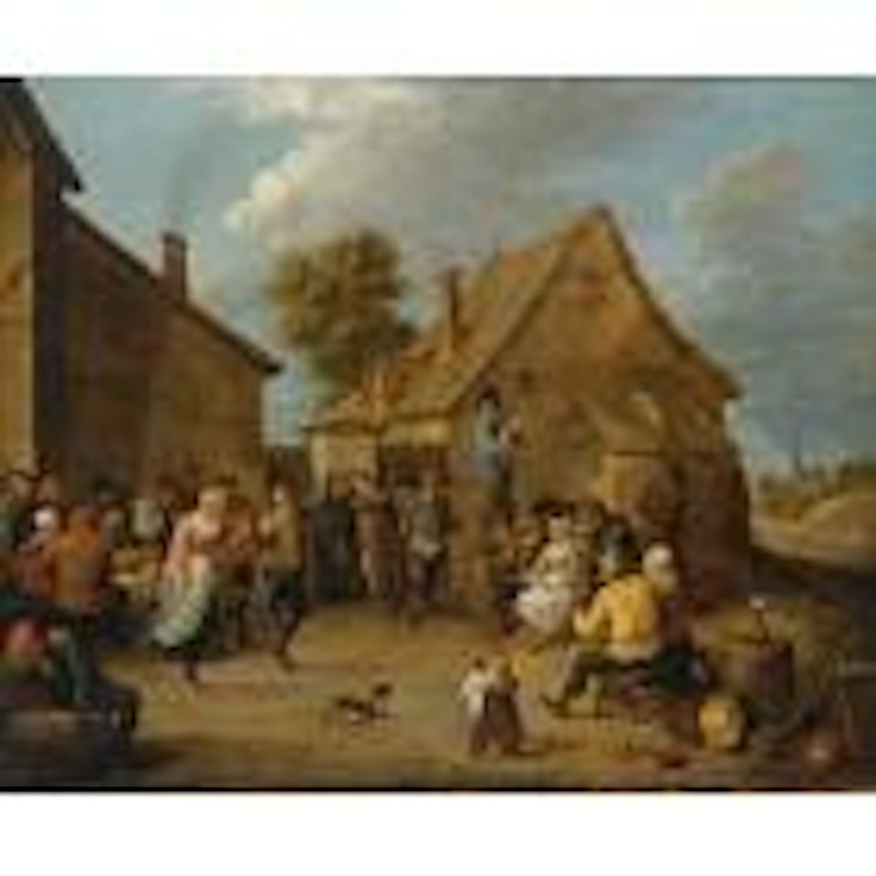 Peasants dancing, eating and drinking by David Teniers II