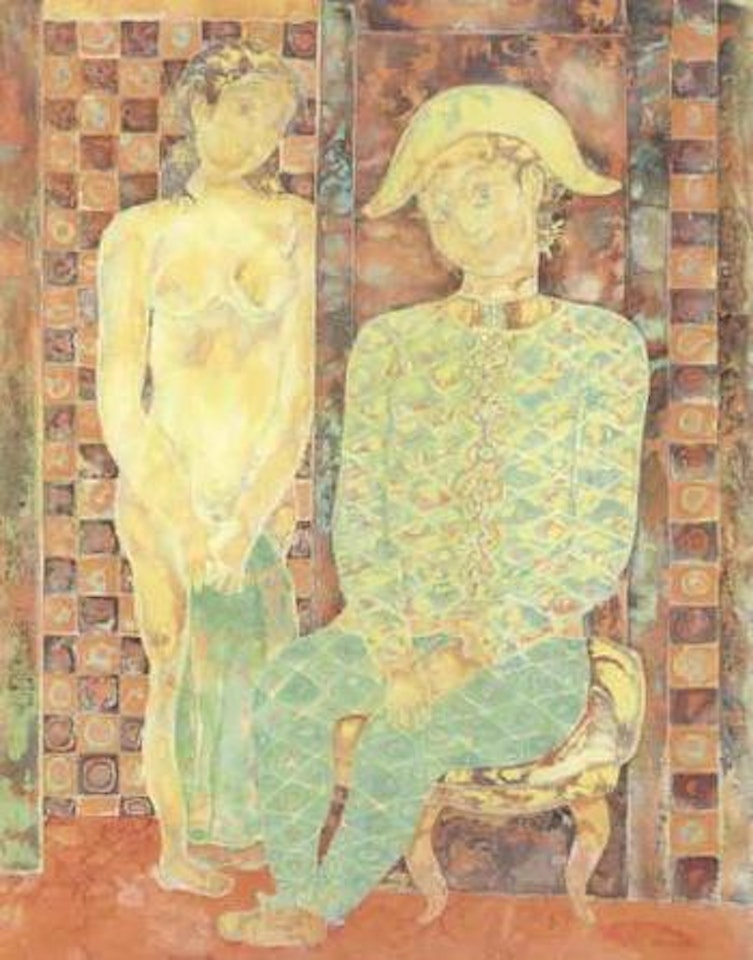 Arlequin et nu by Sakti Burman