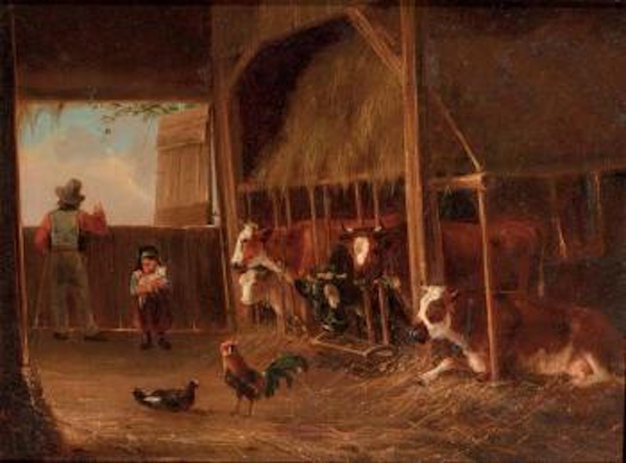 Helping father in the stable by August Knip