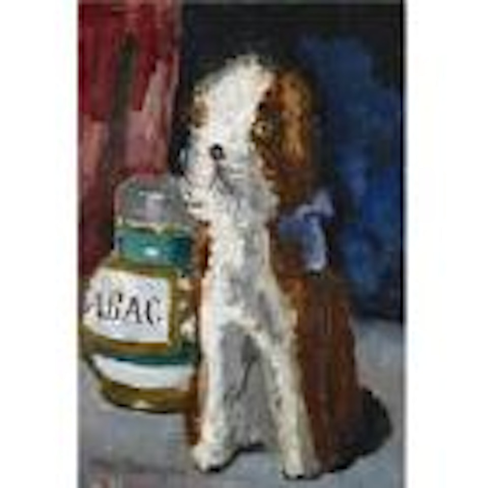 Chien au ruban bleu et pot a tabac by Kees van Dongen