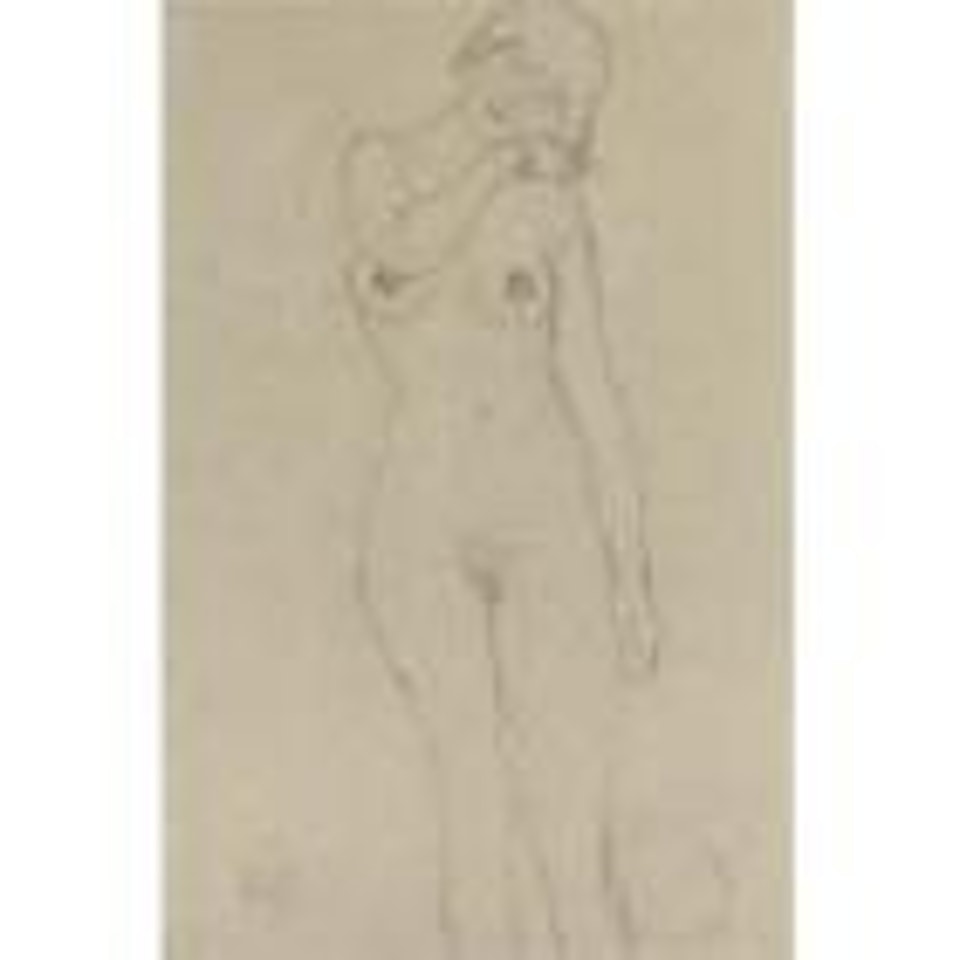 Standing woman with head leaning right by Gustav Klimt