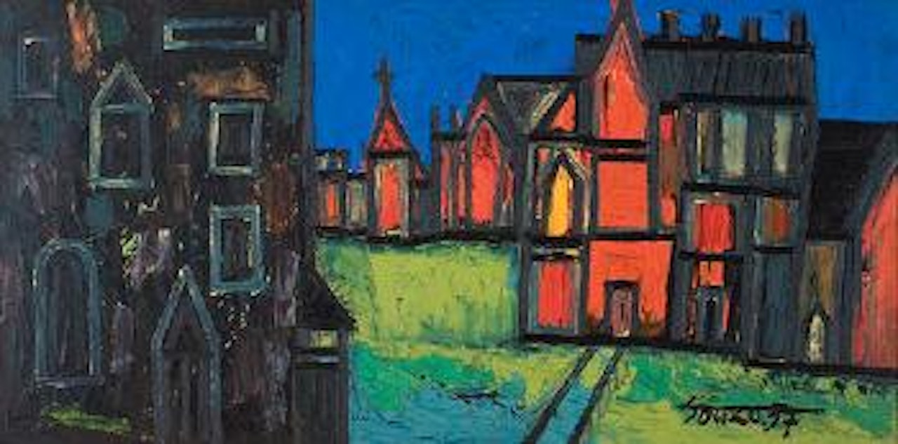 Buildings in sunshine and shade by Francis Newton Souza