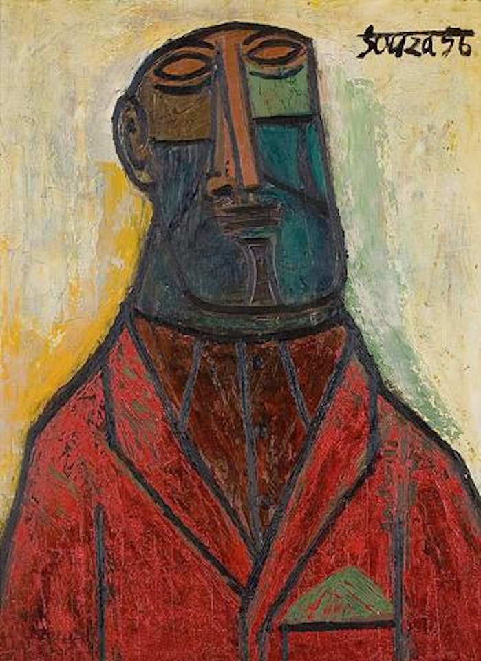 Man in a red coat by Francis Newton Souza