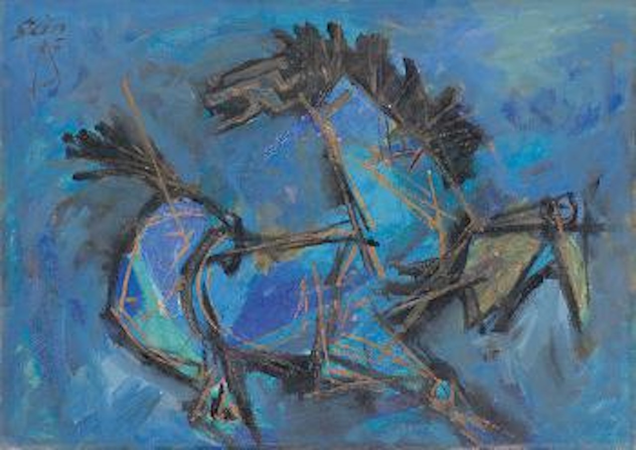 Cobalt horse by M.F. Husain