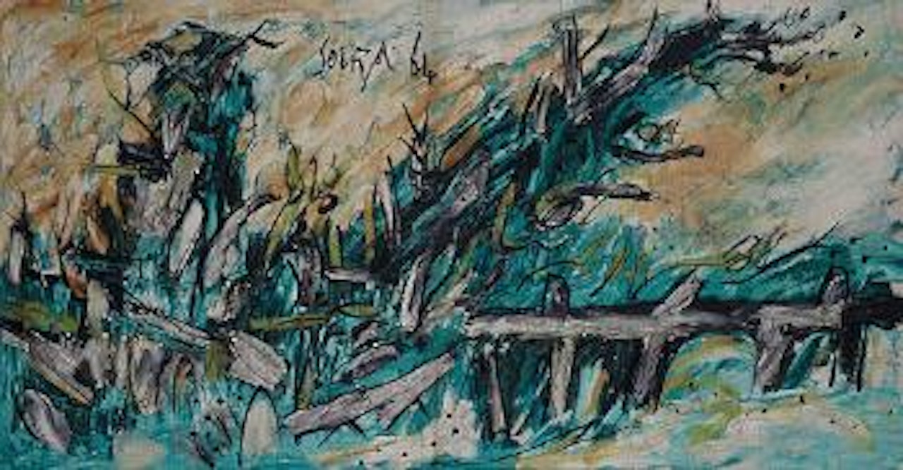 English landscape with bridge by Francis Newton Souza