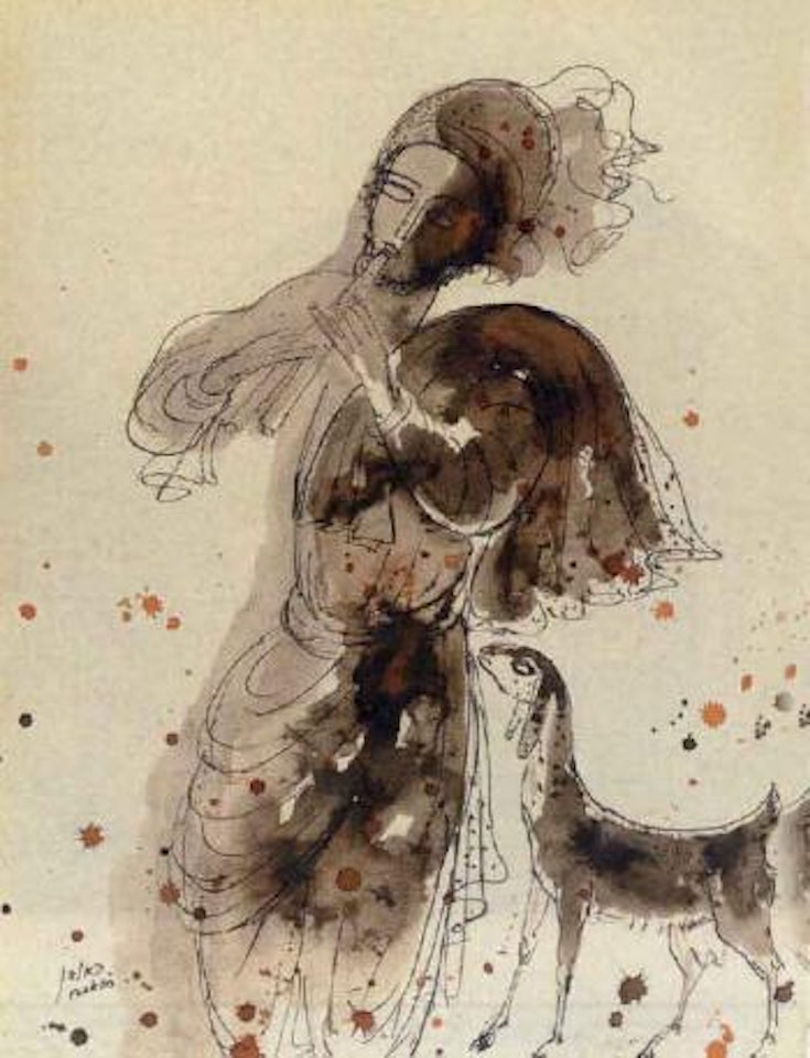 Flute player by Reuven Rubin