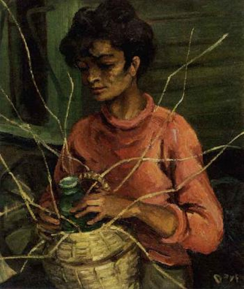 Gitan boy weaving a bottle cover by Marcel Dyf