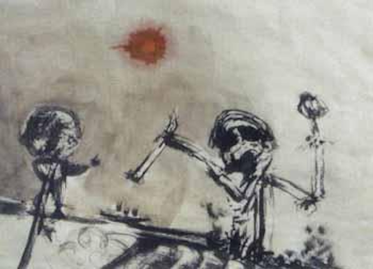 Skeleton on the roof by Sidney Nolan