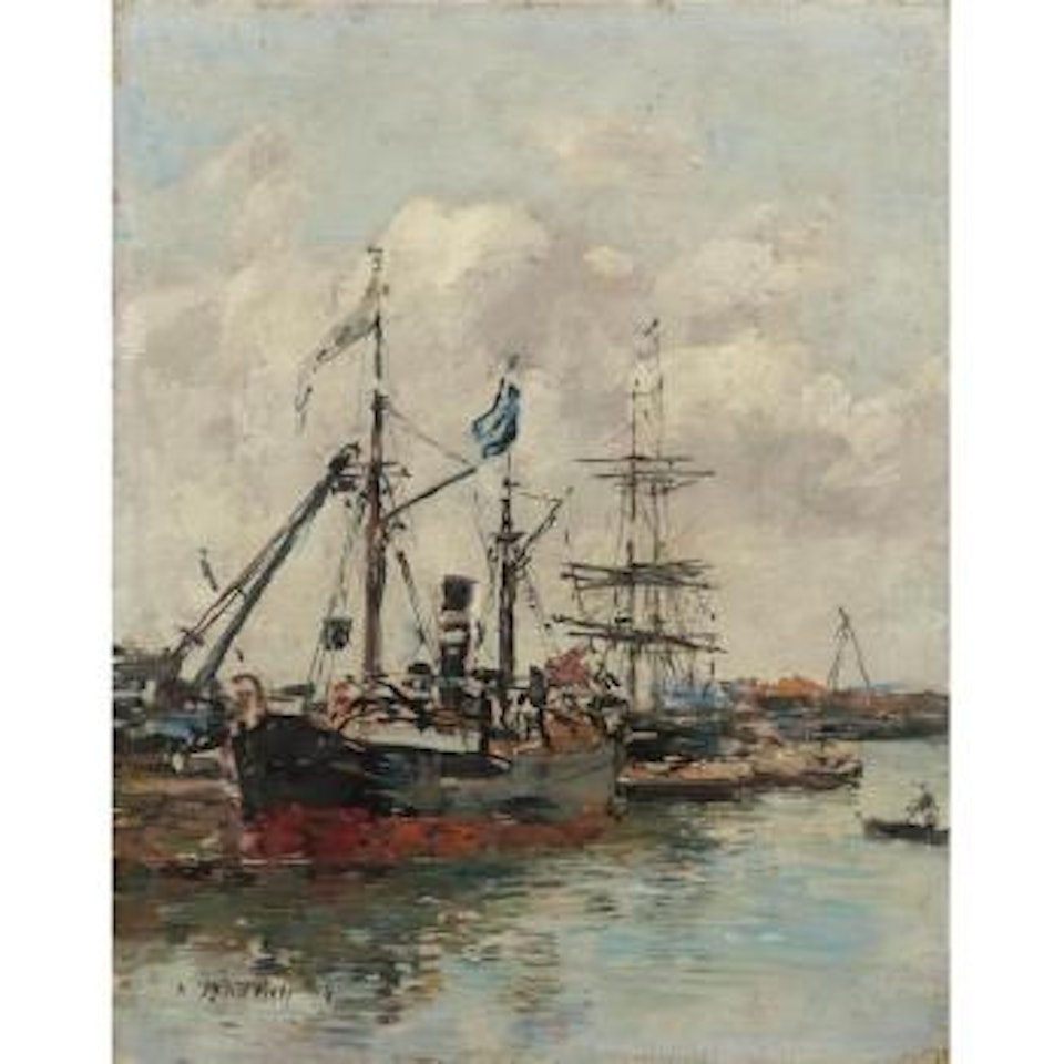 Trouville, le port by Eugène Boudin