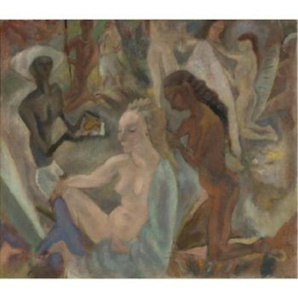 Jeunes filles coiffant femme blonde by Jules Pascin