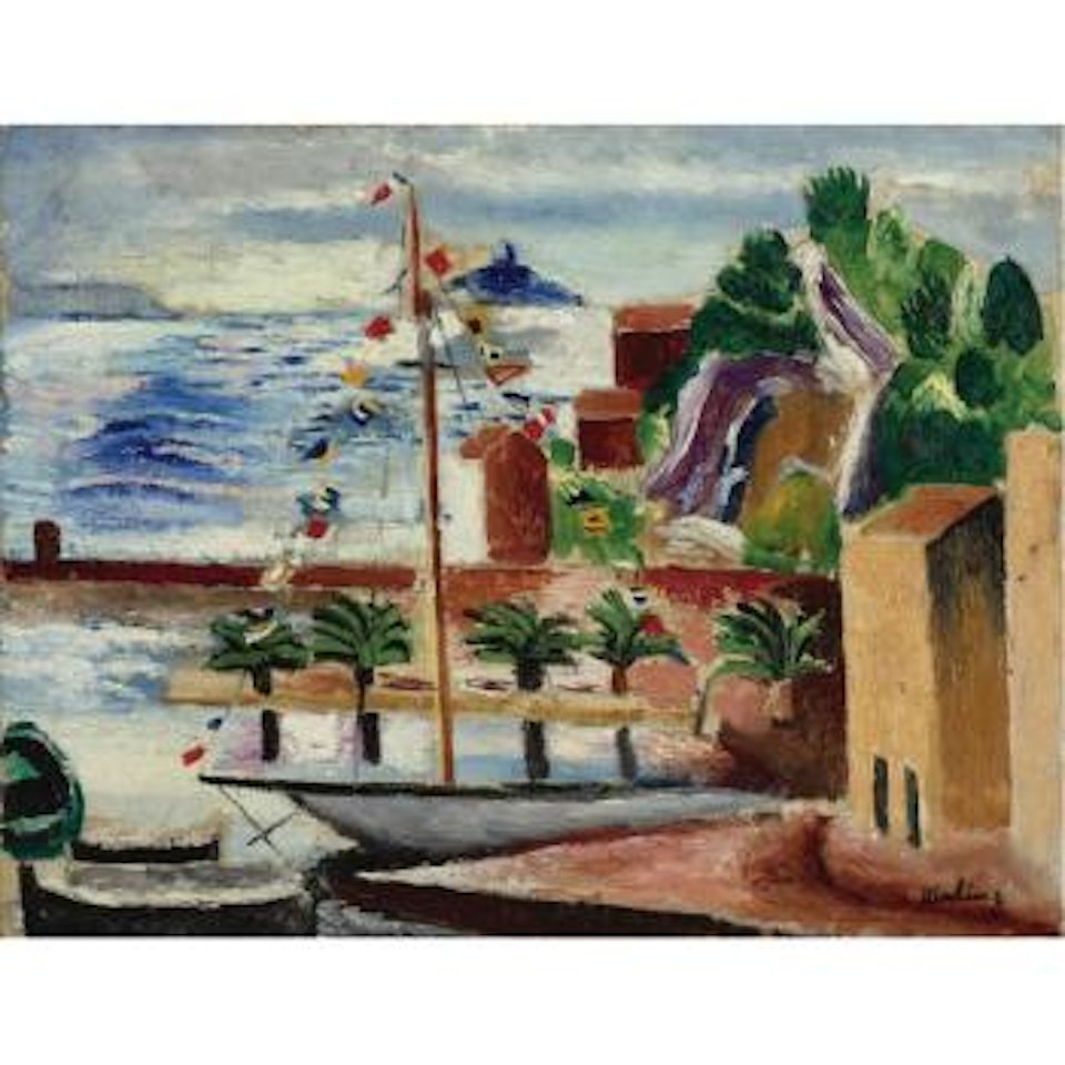 Paysage avec bateaux by Moïse Kisling