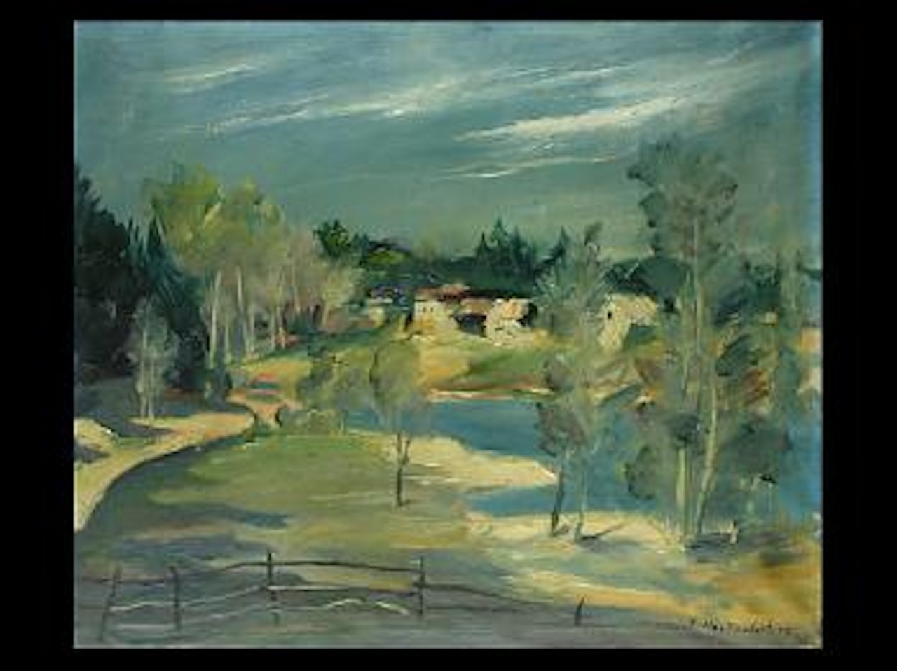 Landscape with body of water by Franz Heckendorf