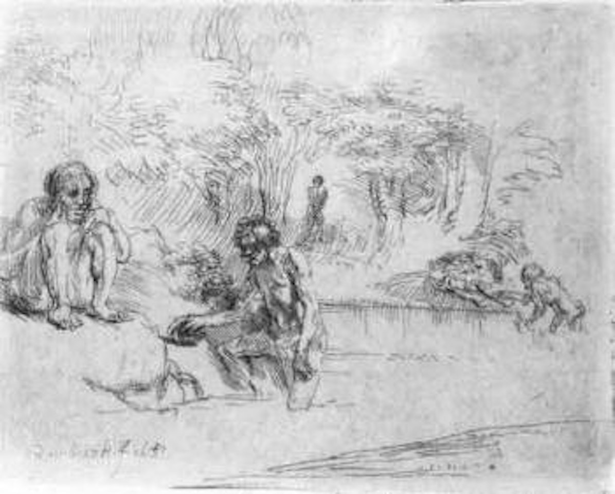 Bathers by Attributed to Rembrandt Harmensz van Rijn