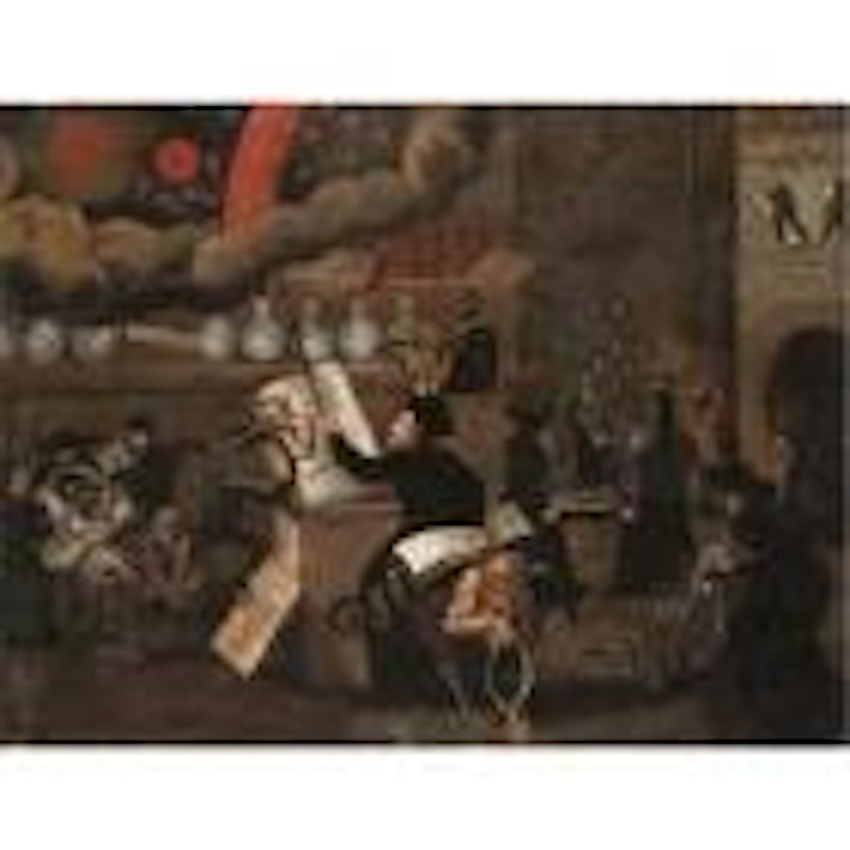 Protestant satirical scene with Catholics and Devil's colluding by Dutch School