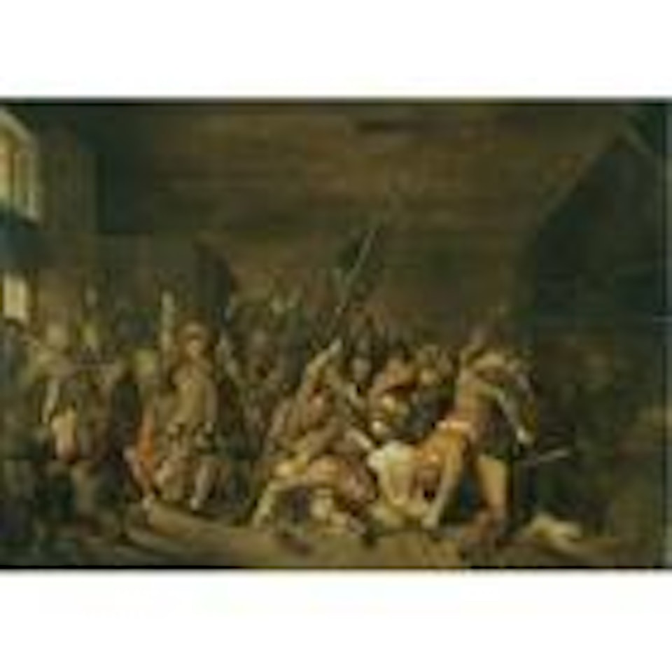 Tavern interior with figures brawling by Jan Miense Molenaer