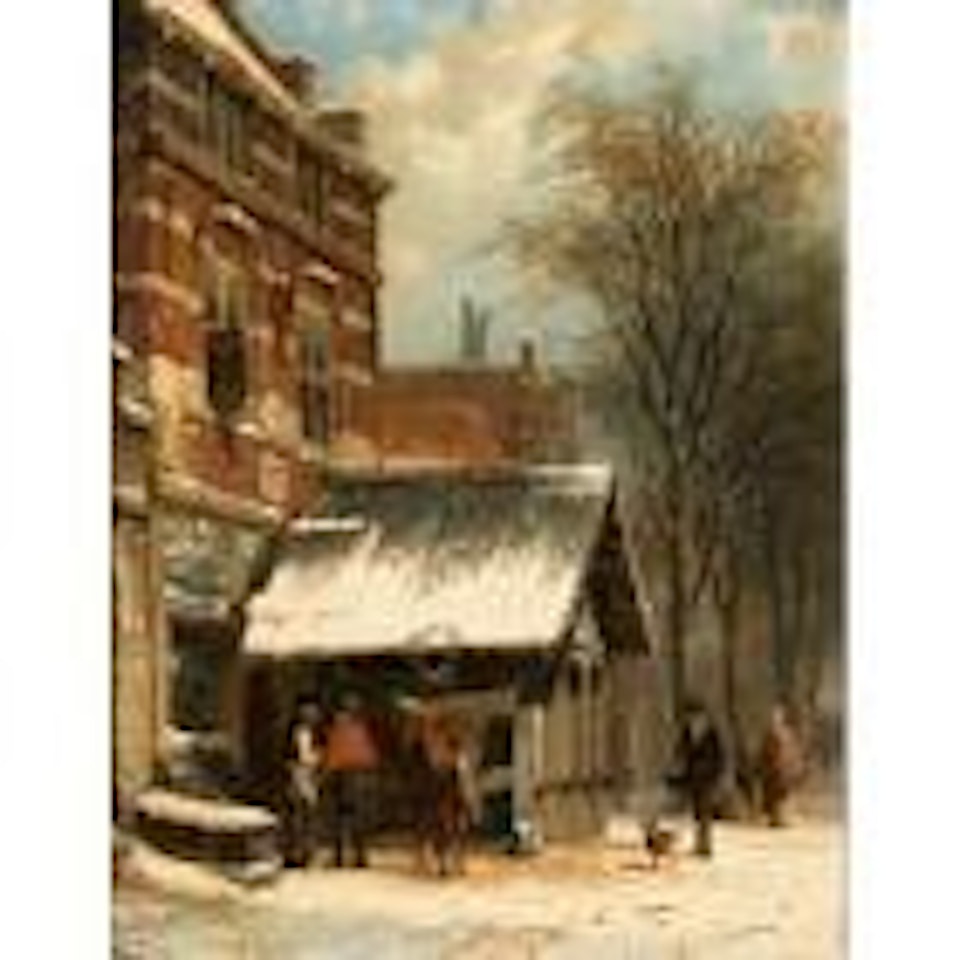 Smithy of Culemborg in winter time by Cornelis Springer