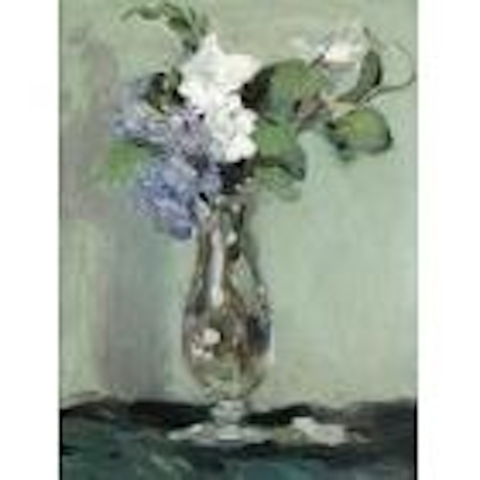 Still life of primulas in a glass vase by John Duncan Fergusson
