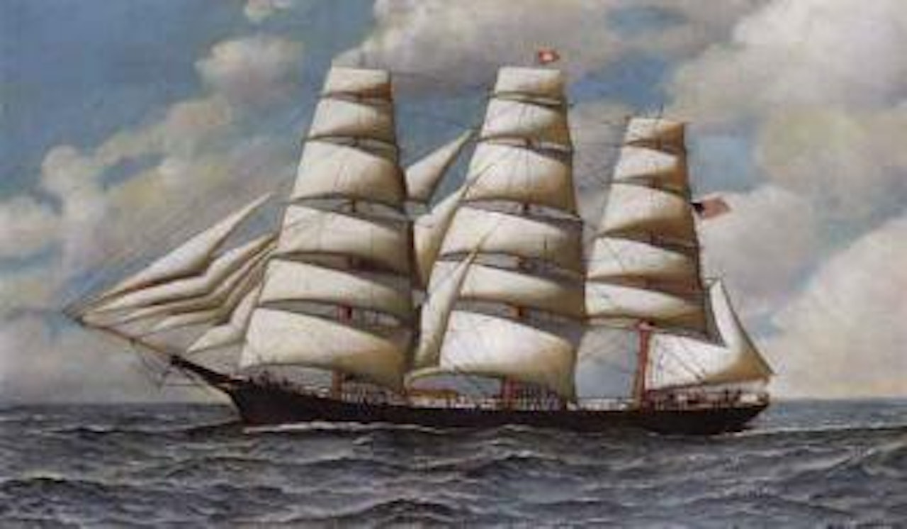 Clipper Young America under full sail by Antonio Jacobsen