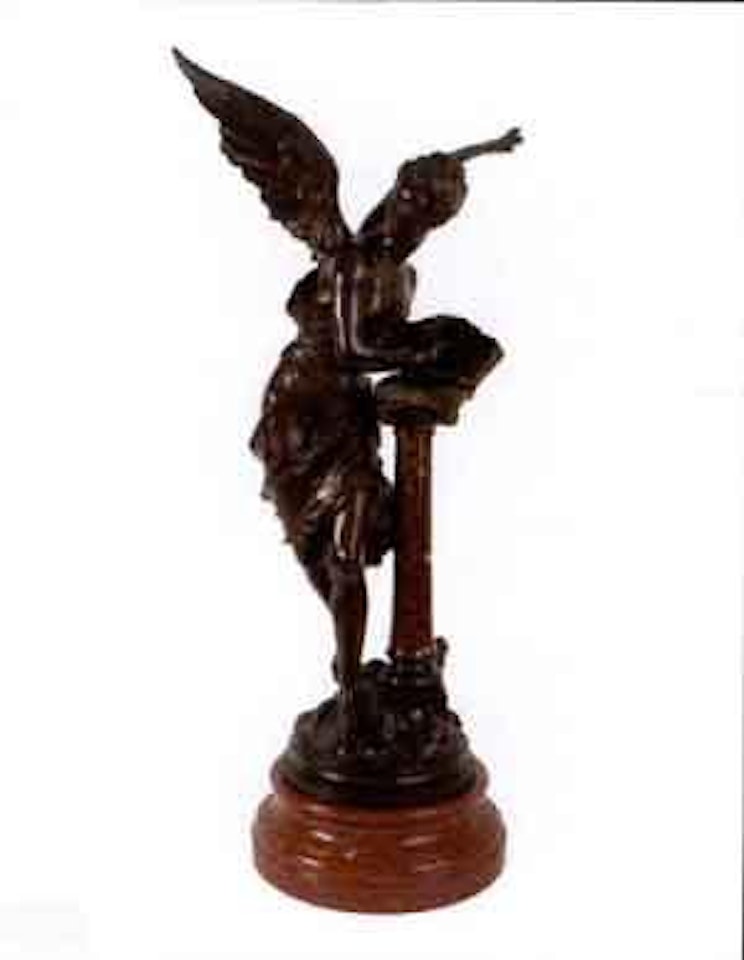 Figure of a winged classical woman writing in a book by Mathurin Moreau