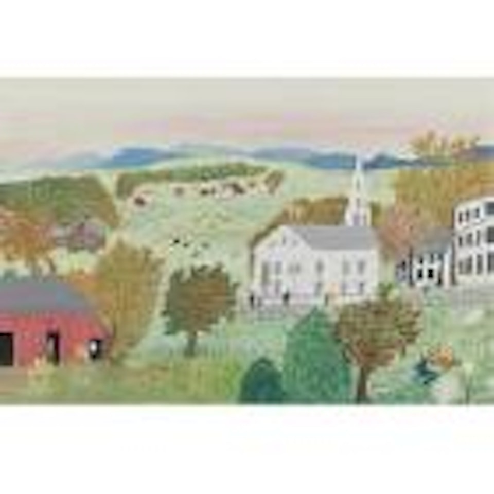 Red barn by Grandma Moses