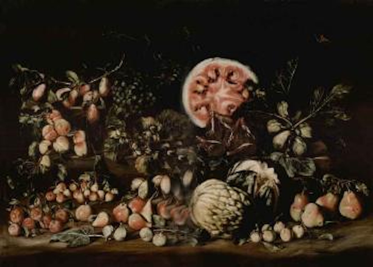 Still life with melons, plums, peaches, figs and pears by Caravaggio