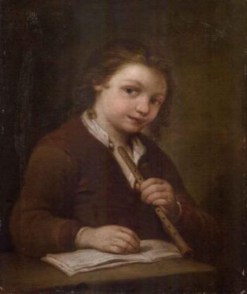 Boy with flute. Girl with little cage by Pietro Longhi