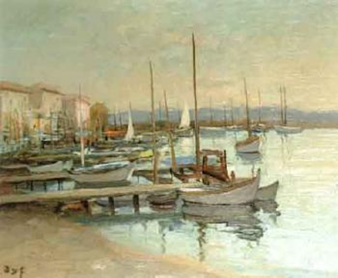Maisons sur le port de Golfe Juan by Marcel Dyf