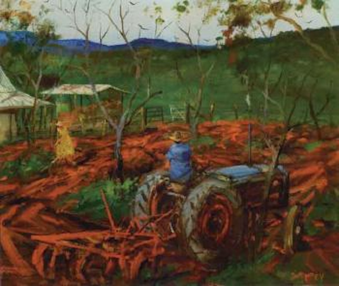 Ploughing the orchard by Hugh Sawrey